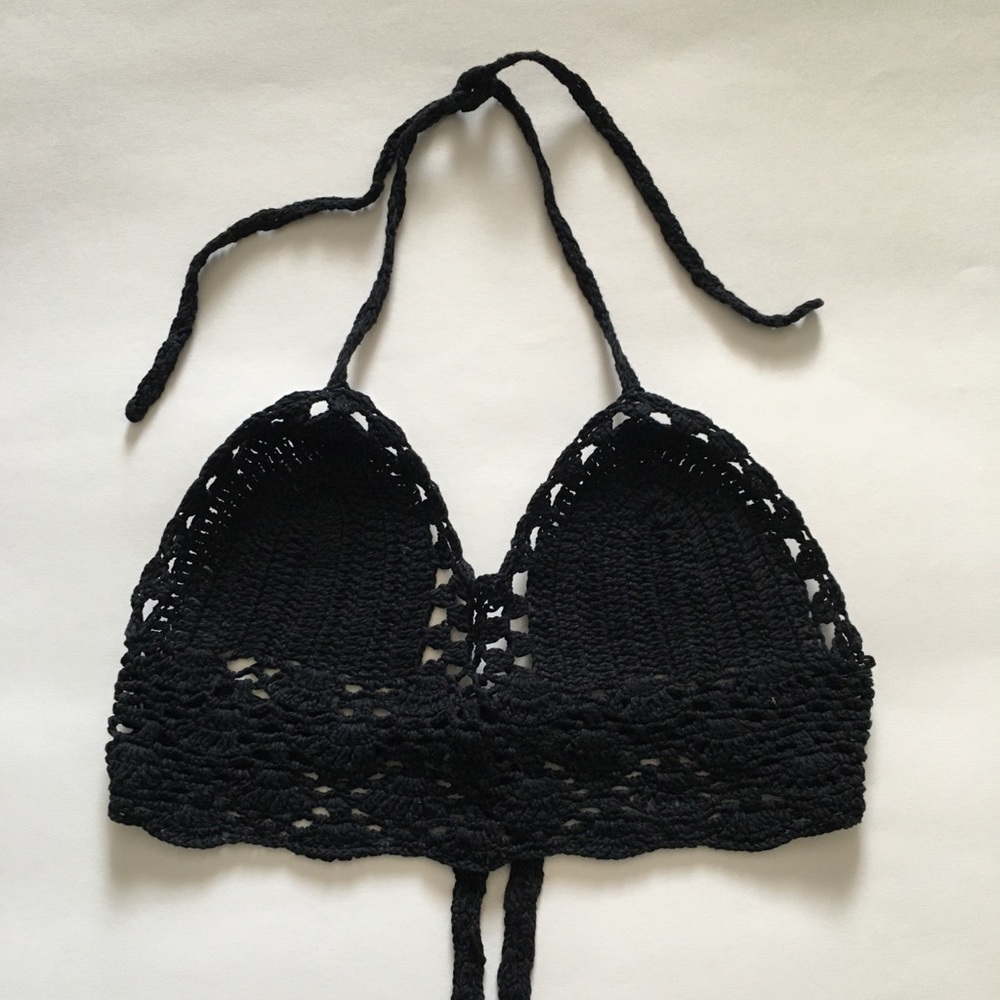 Black Crochet Bra Top